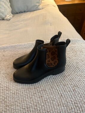 Henry Ferrera Chelsea Rain Boots with Leopard Elastic Panels